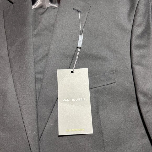 Van Heusen Mens Black Suit Jacket 44 Regular Wool Blend - Picture 6 of 8